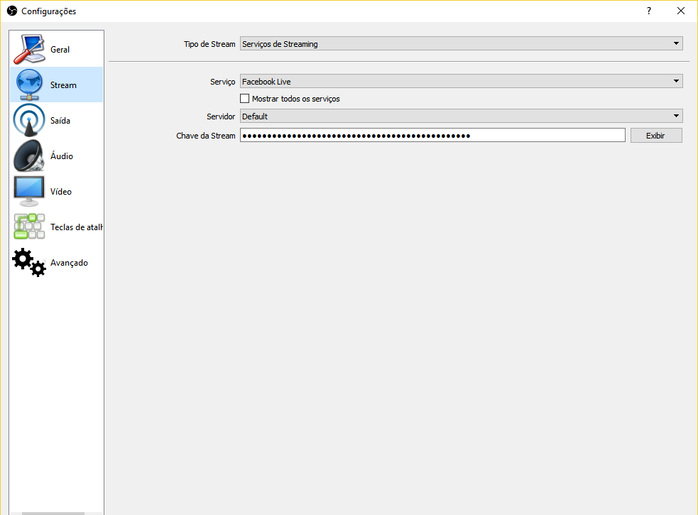 passo 4 configuração obs stream