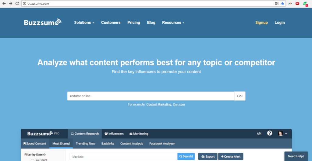 pesquisa no buzzsumo