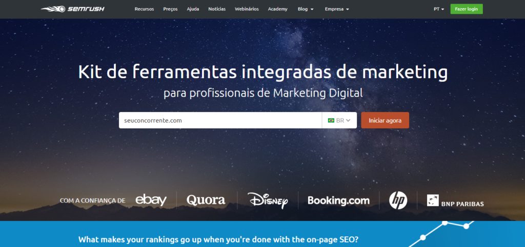 como aparecer no google benchmarking semrush